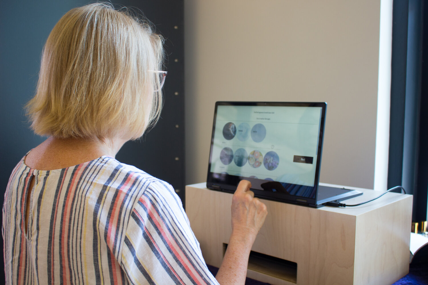 User testing the kiosk
